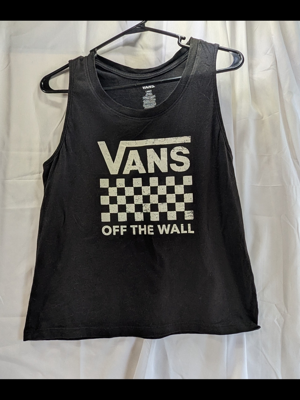 Vans Off the Wall Black Tank w/ White Checkerboard Logo Size L
